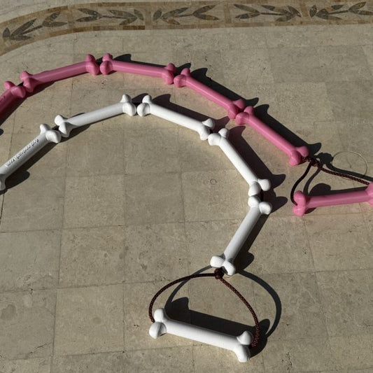 Dog leash/Brown & White bone links  One size fits all  2 colors pink and white