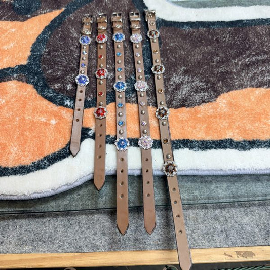 Puppy Leather Collars w/Swarovski Crystals Collar